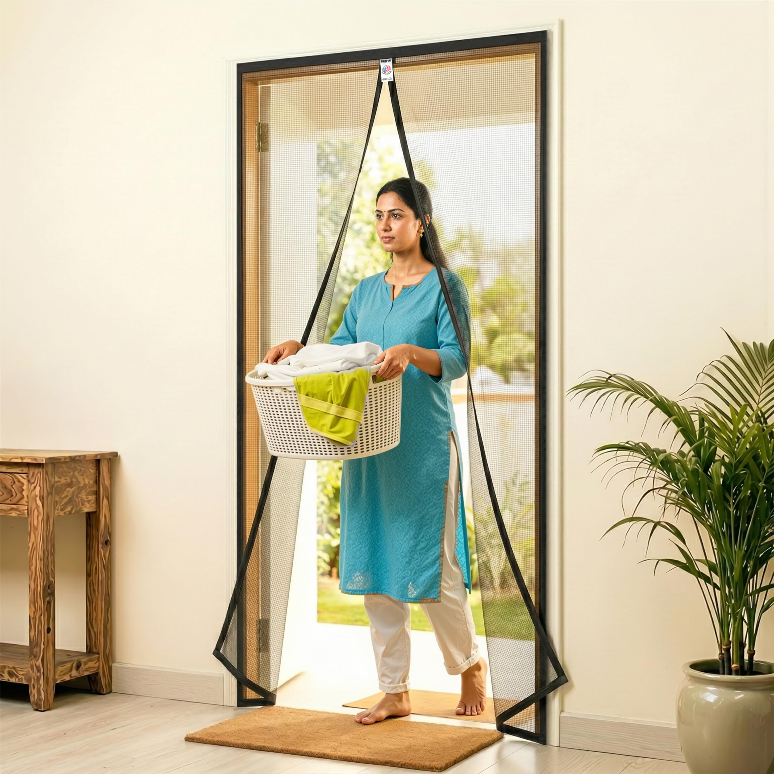 Phifer Auto Close Magnetic Mosquito Screen for Doors - Black - 110 cm(W) X 210 cm(H)-image-29