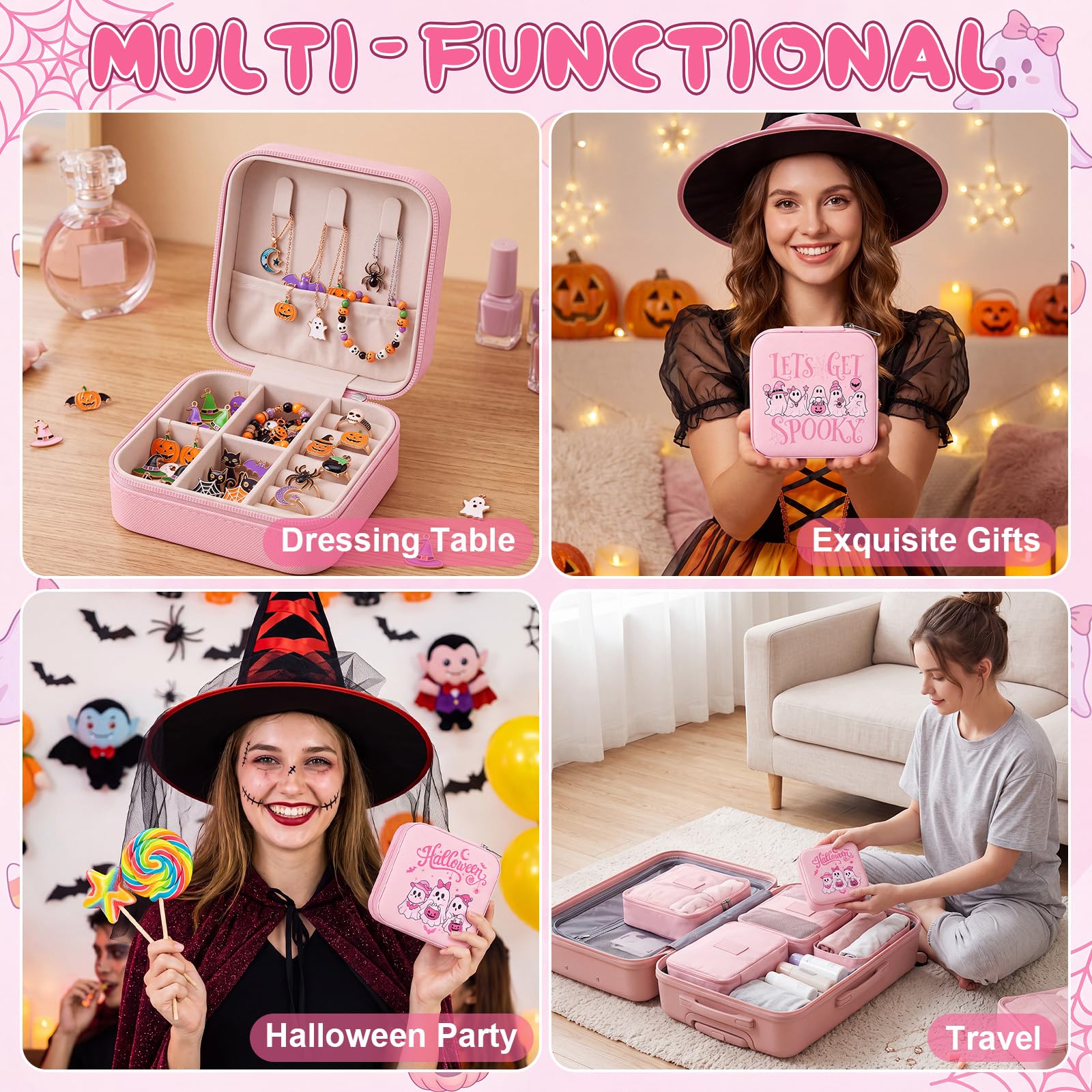 Tondiamo 12 pz rosa mini scatola di gioielli di Halloween Bulk Spooky