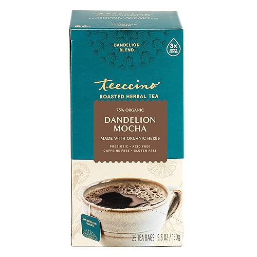 Miniatura 9 de Teeccino Té de hierbas de diente de león, nuez de vainilla, sin cafeína, prebiótico, sin gluten, 3 veces más hierbas, 25 bolsas de té