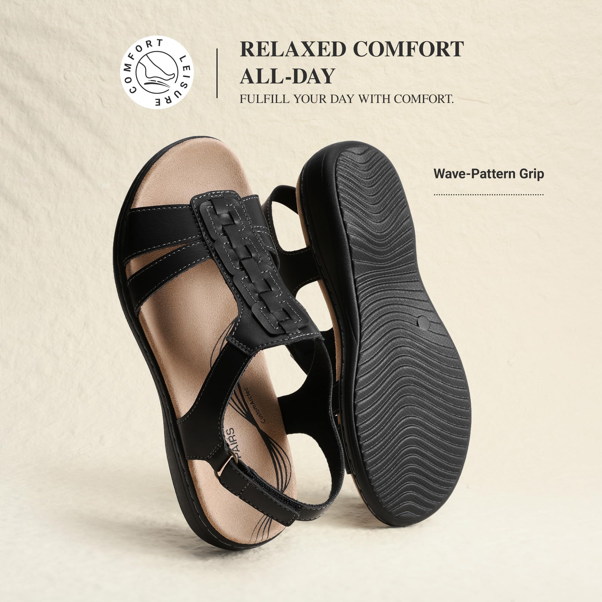 DREAM PAIRS Sandales Femme Été Confortable Légères Antidérapantes Réglables Chaussures de Plates Quotidien Voyage Travail Décontracté