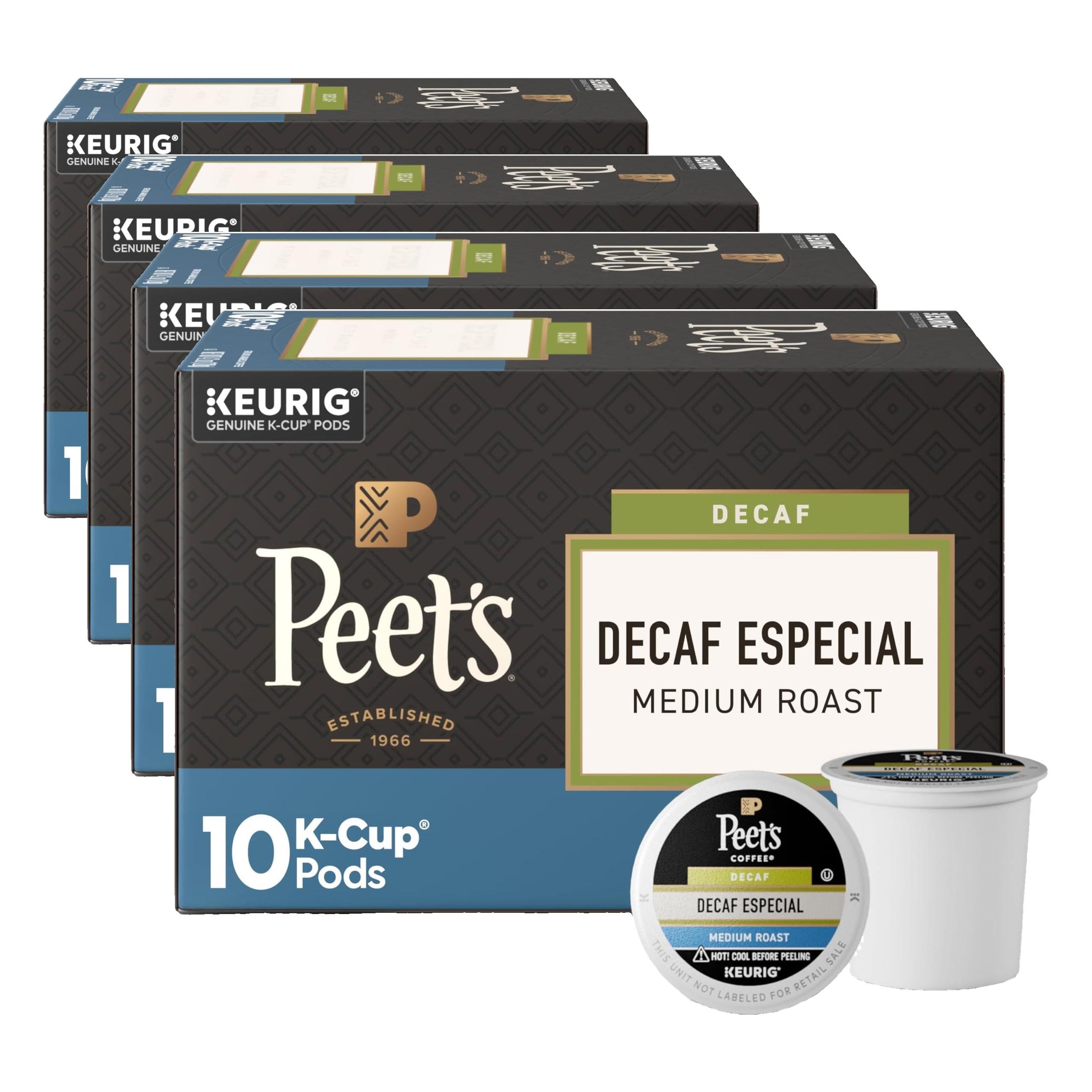 Peet's Coffee Decaf Especial / 10 Count (Pack of 4) / Black Single-Serve Capsules & Pods