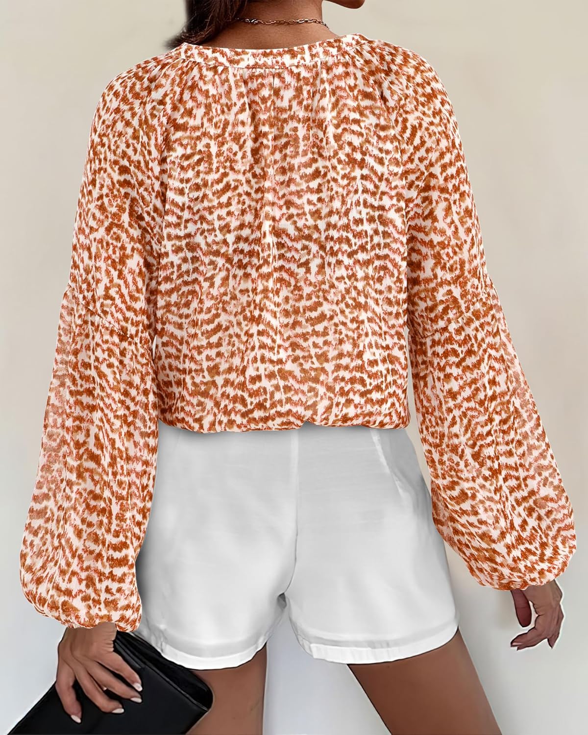 BTFBM Blouses for Women Dressy Casual Floral Summer Boho Tops V Neck Lightweight Long Sleeve Shirts Spring Clothes 2026 - Image 3