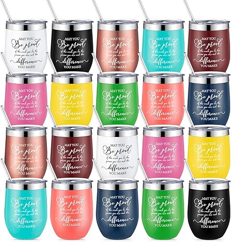 Norme 20 piezas de regalo de agradecimiento para mujeres y hombres, colorido regalo de agradecimiento a los empleados, vaso de 12 onzas, vaso disponible en Yaxa Peru