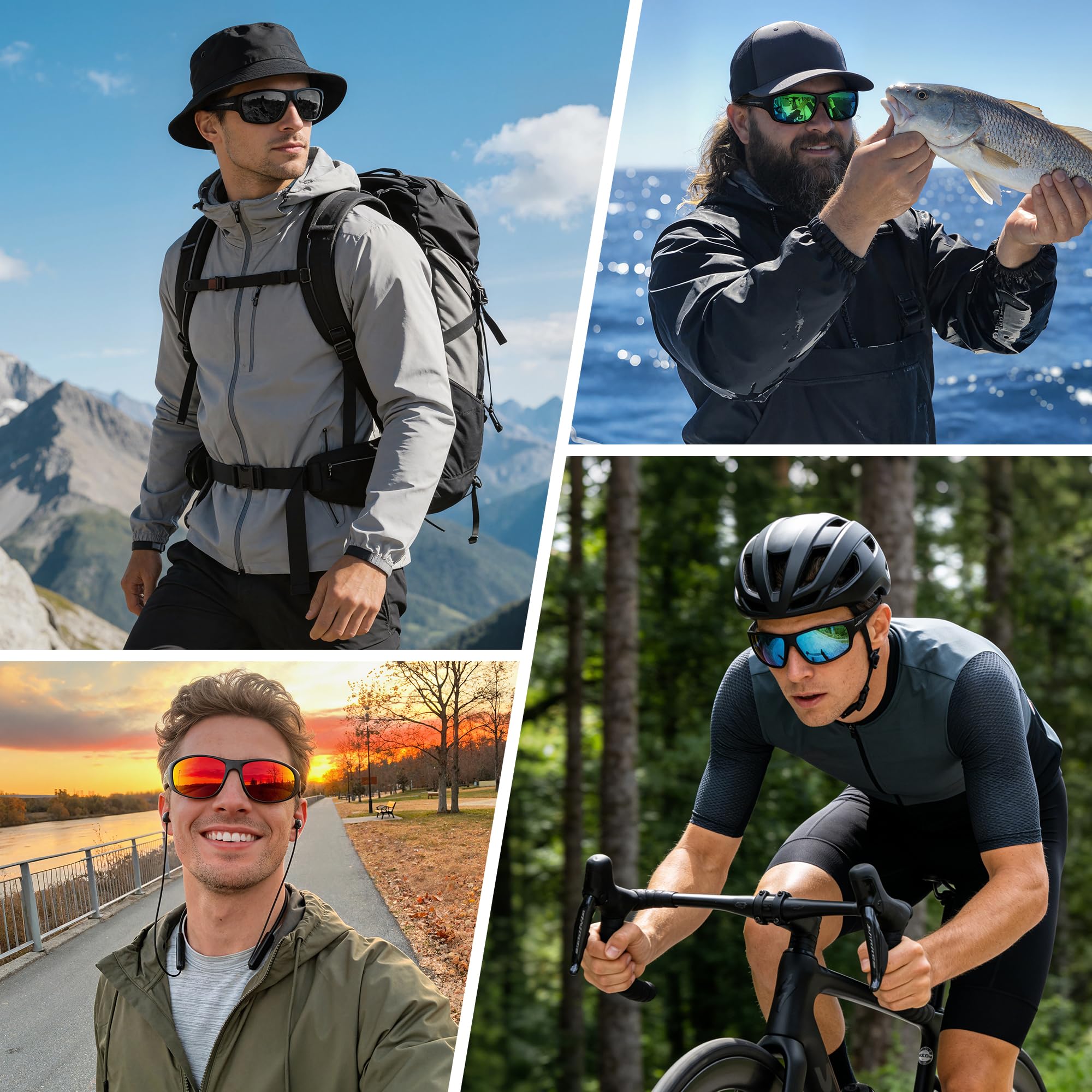 XVXV Gafas de sol deportivas polarizadas para hombre, gafas de sol envolventes, protección UV para ciclismo, pesca, conducción
