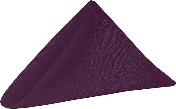 Ultimate Textile 17x17-Inch Cotton-Feel Cloth Napkins, Aubergine, Set of 12