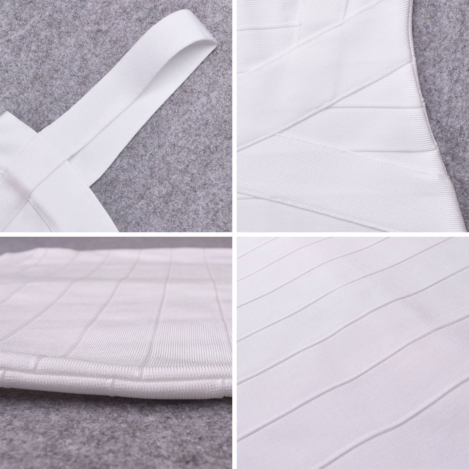 Women's Spaghetti Strap Rayon Mini Bodycon Bandage Dress(M,Bianco)