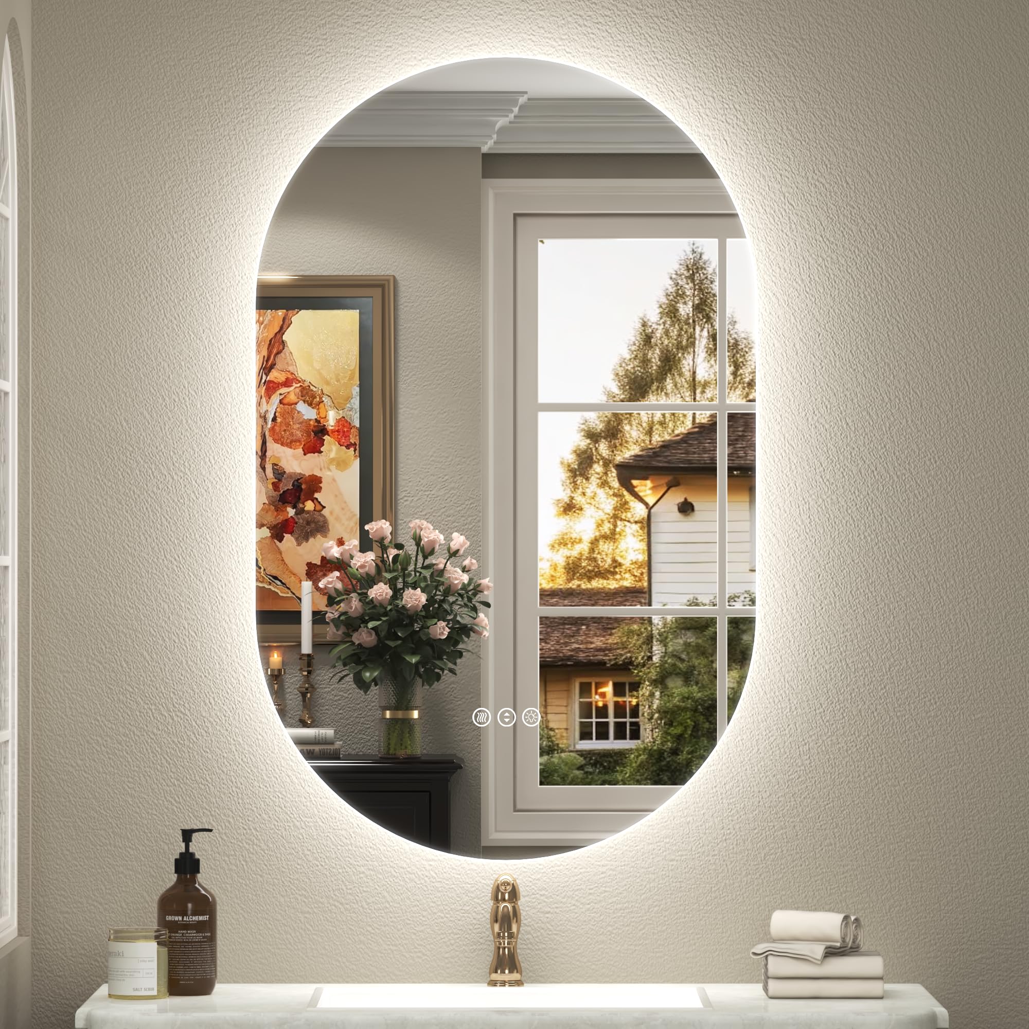 20x32 Inch Oval Backlit LED Bathroom Mirror