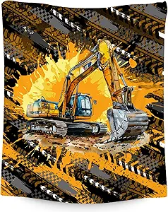 Mercuryelf Kids Blanket for Boys Excavator Blankets Gifts - 40x50 Inch Cozy Flannel Throw for Adults