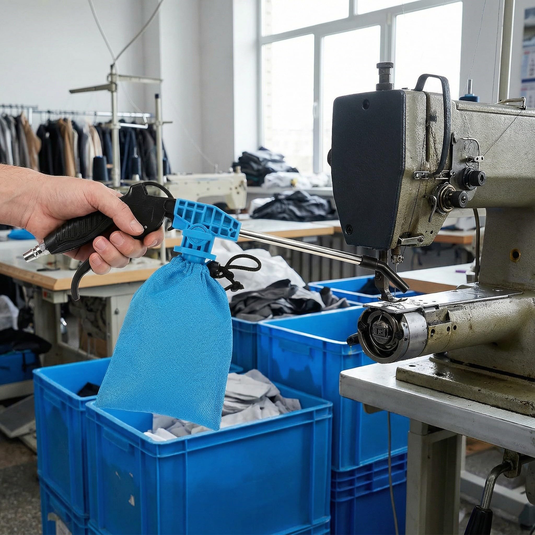 2 Unidades Soplador y Aspirador Industrial Portátil con Potente Succión para Motores de Coche y Máquinas de Coser, Incluye Bolsa de Colección y Boquilla de Extensión