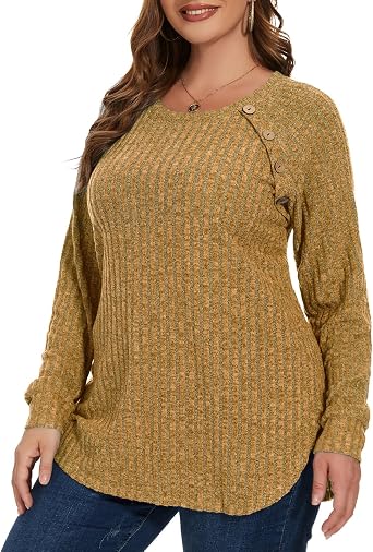 MONNURO Womens Plus Size Tunic Sweater Long Sleeve Fall Top for Leggings