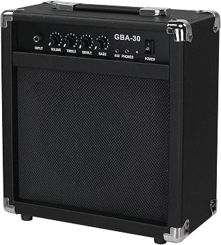 Ktaxon 30Watt Electric Bass Amp مع مقبض قابل للسحب وممارسة وأداء مضخم جيتار باس W / 8 "مكبر الصوت ، 4 الأزرار ، 1 / 8" الإدخال الإضافي - أسود