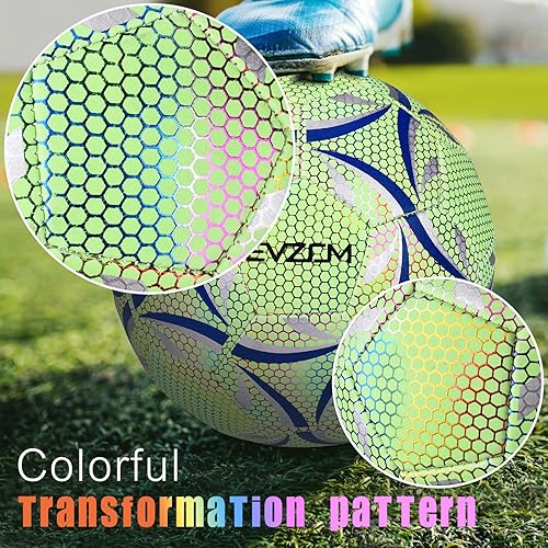 Miniatura 8 de EVZOM Balón de fútbol luminoso oficial juego de fútbol americano, tamaño 3, tamaño 4, tamaño 5 para niños, niñas, adultos, al aire libre, interior,