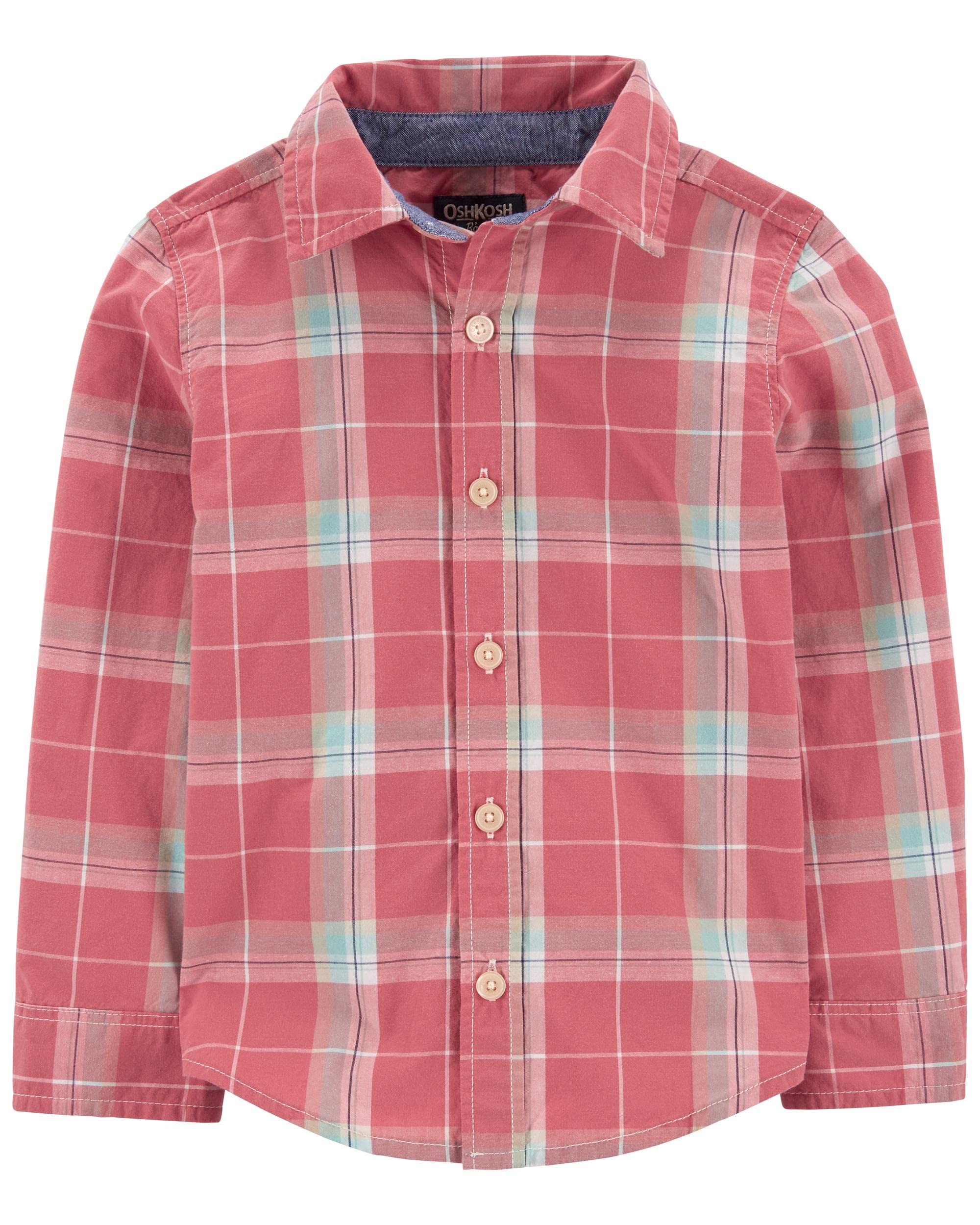 OSHKOSH B'GOSH Boys' Long Sleeve Woven Buttonfront Shirt