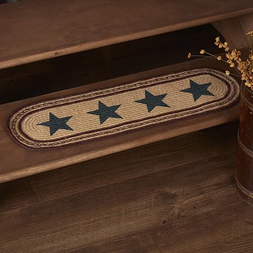 Americana Primitive Flooring - Potomac Tan Stencil Stars Oval Yute Stair Tread