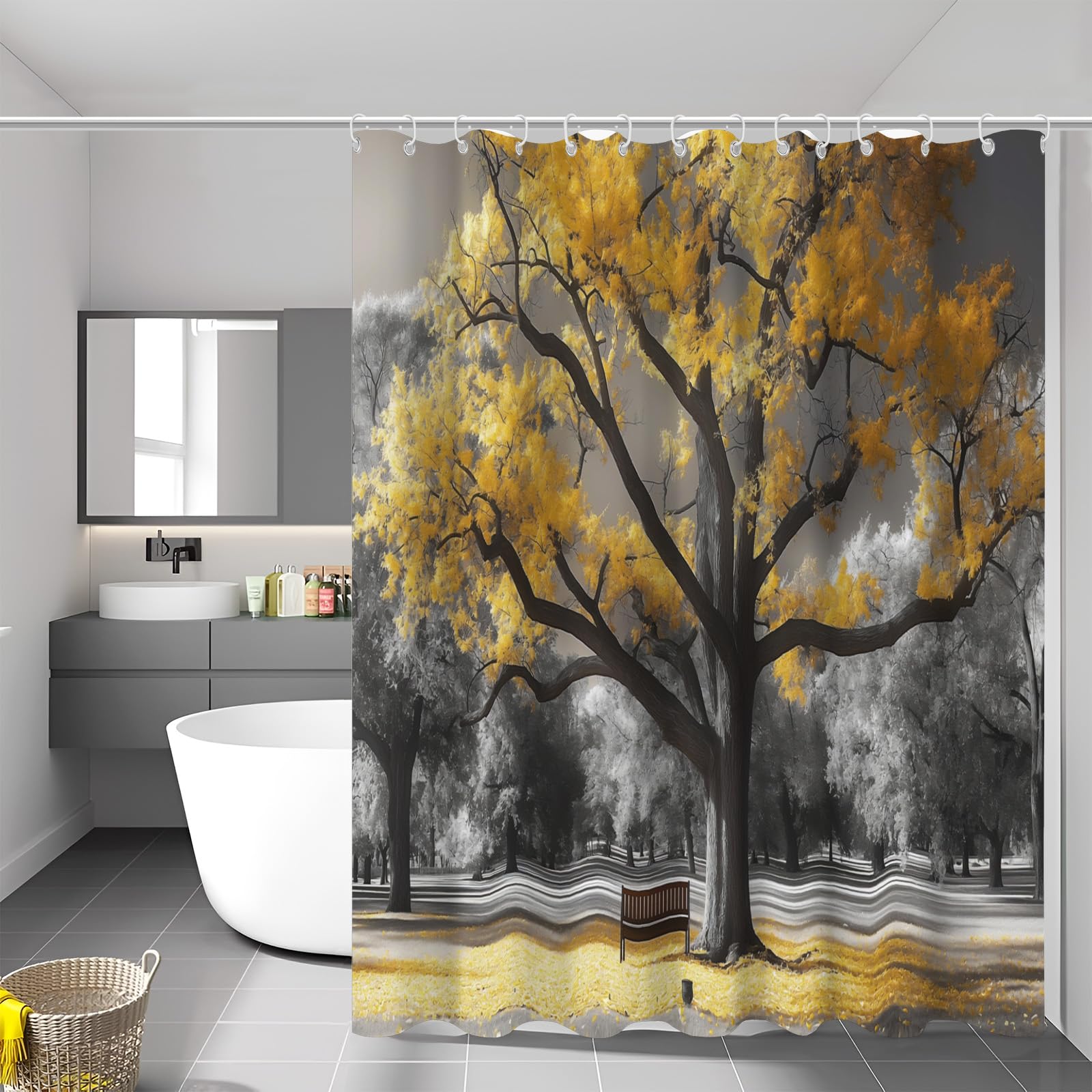 Rideau douche arbre majestueux en tissu durable 150x180 cm pour hôtel
