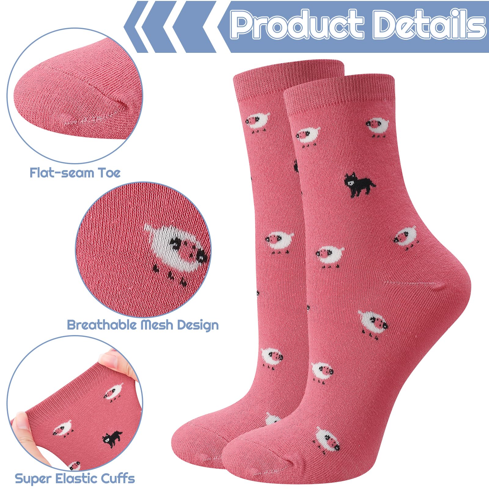 Utensilsto 8 Paar Socken Damen 35-38 Lustige Bunt Socken Damensocken mit Tier Motiv Witzige Cartoon Baumwollsocken Geschenke für Frauen Katzenliebhaber Geschenkideen