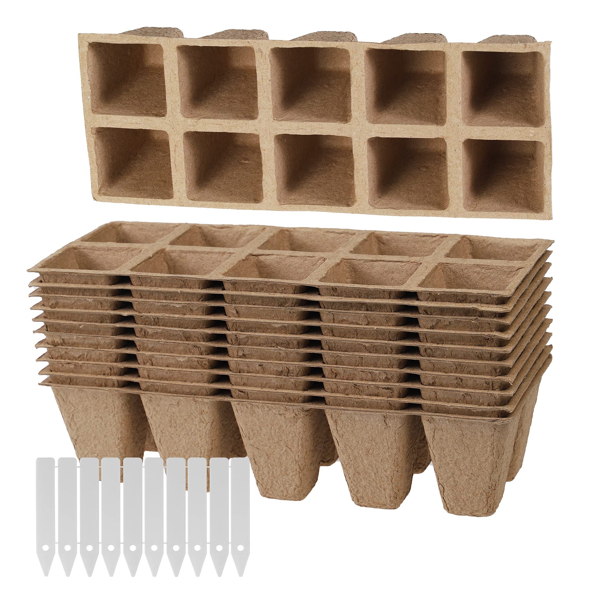 Buy 10 Pack Seed Starter Trays (100 Cells), Peat Pots Seedling Grow Tray, Biodegradable