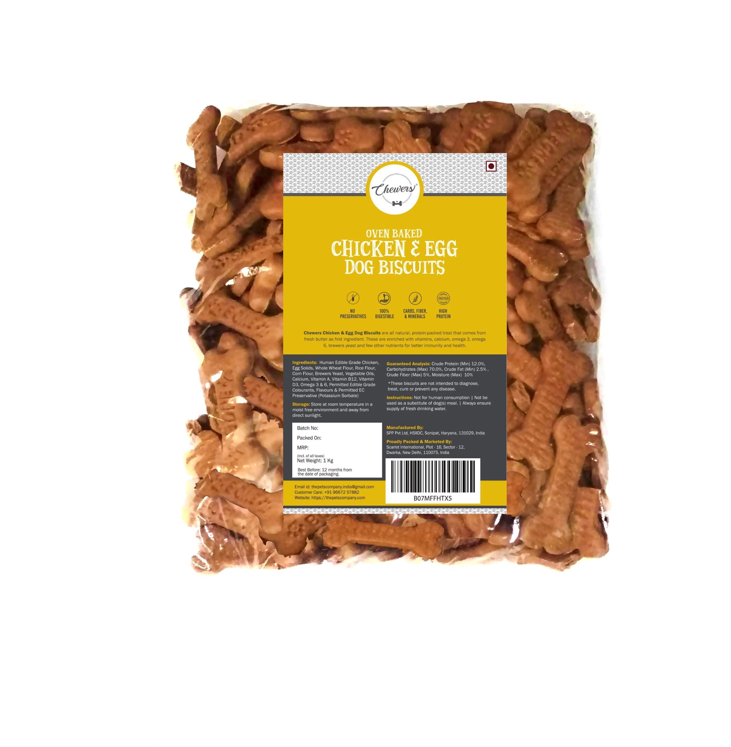 Chewers Oven Baked Real Chicken & Egg Dog Biscuits, Chicken Flavour, Dog Treat 1 Kg (Pack of 12) (B07WGQBST4) Amazon Price History, Amazon Price Tracker