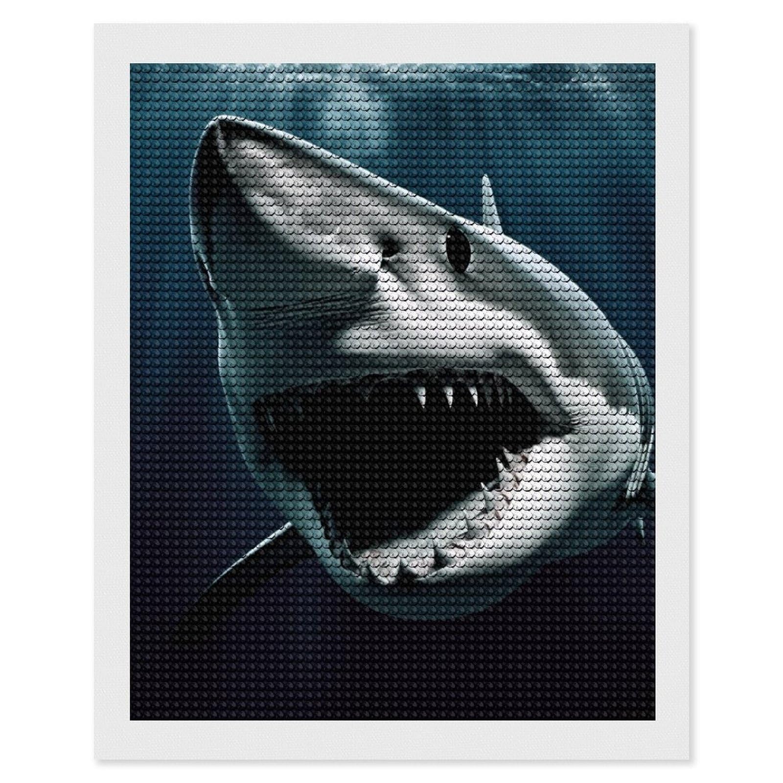 Shark Diamond Art Kits for Adults, DIY 5D Diamonds Painting Kits for Beginner, Round Full Drill Diamond Dots Painting, Diamonds Pictures Gem Art and Crafts Wall Decor 16"x20"