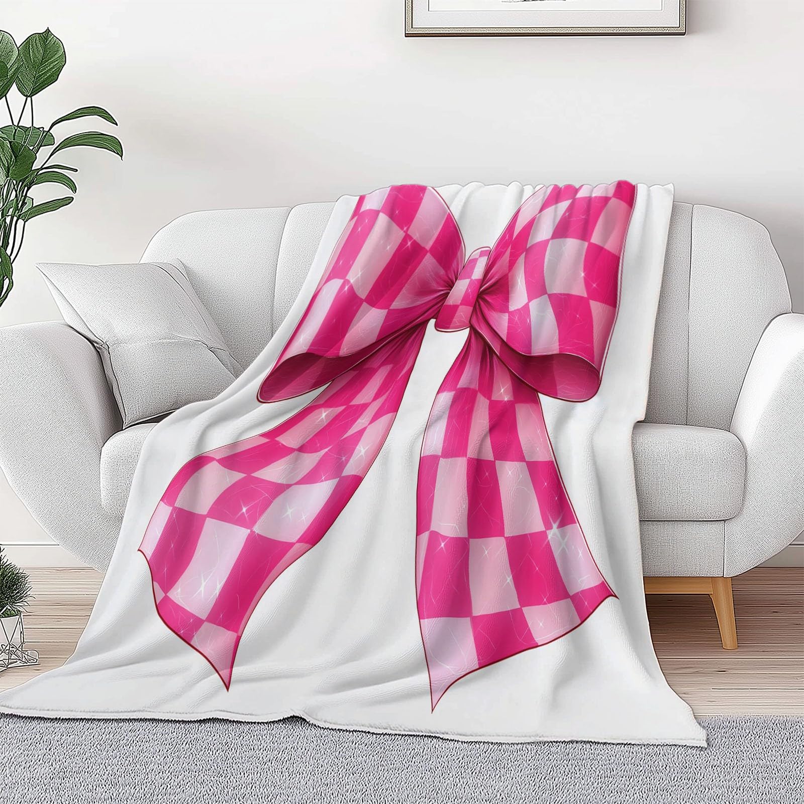 Genérico Manta de Franela de Forro Polar para Niños y Adultos 220 x 240 cm, Mantas para Sofa Estampado Sencillo Bonito Lazo - Manta Crema Suave Cálida Transpirable Ligera