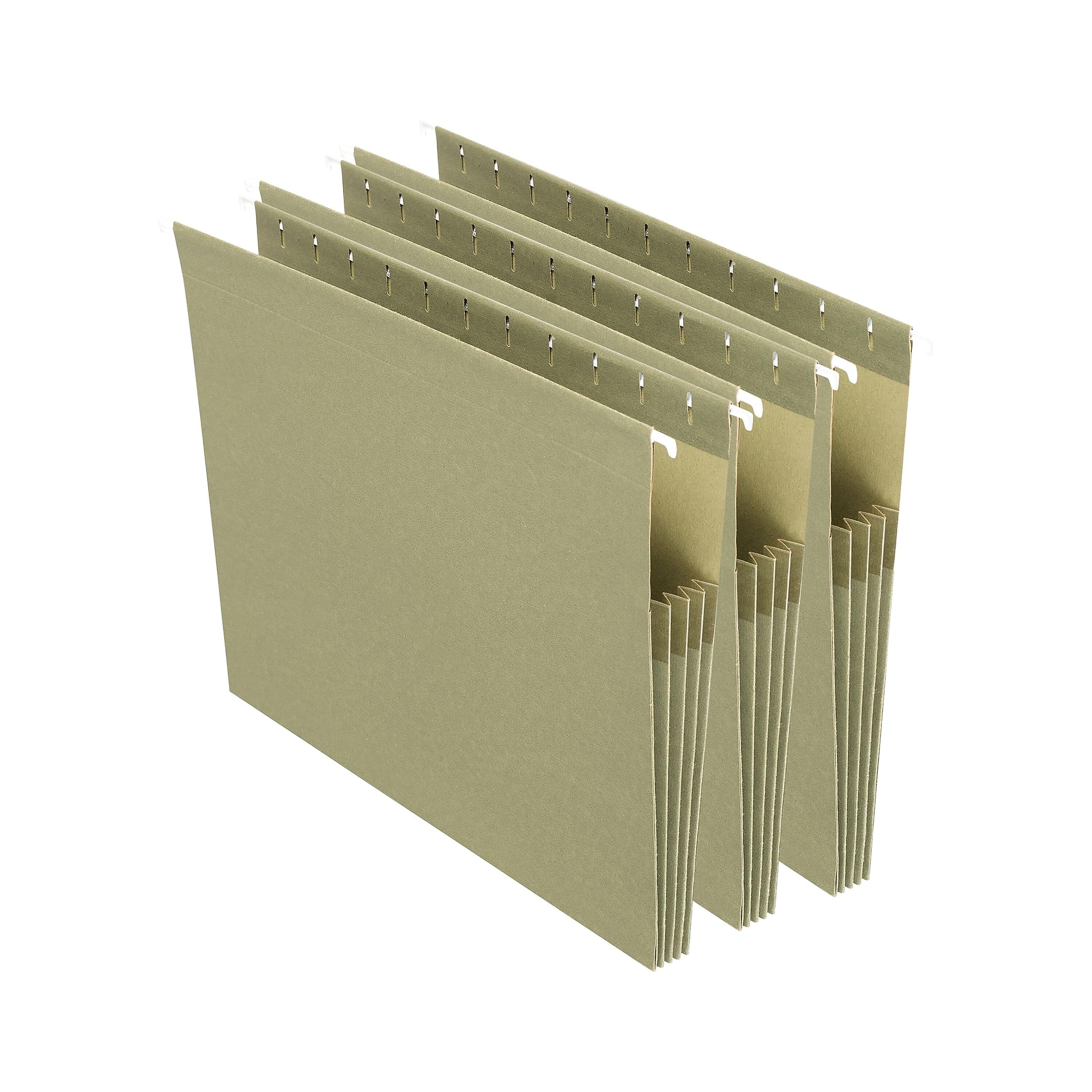 Staples Hanging File Pockets, Letter Size, 3.5" Expansion, Straight‑Cut, Standard Green – 12/Carton