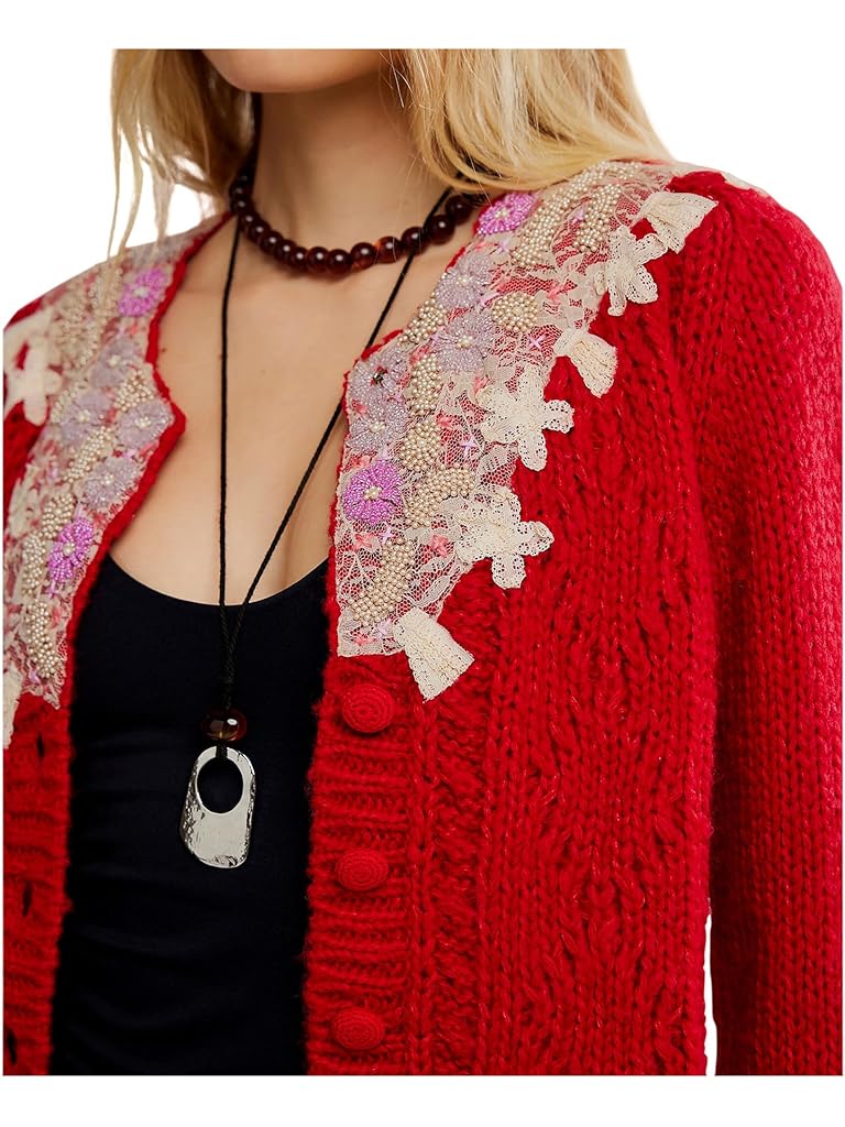Red Free People Pixie Cardi