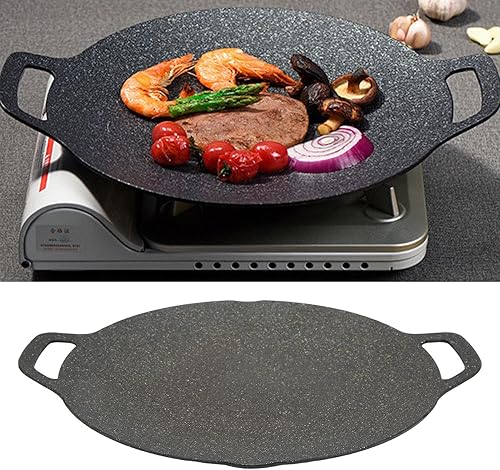 Miniatura 3 de Keenso Sartén coreana para barbacoa, parrilla redonda, revestimiento antiadherente de 6 capas, color negro