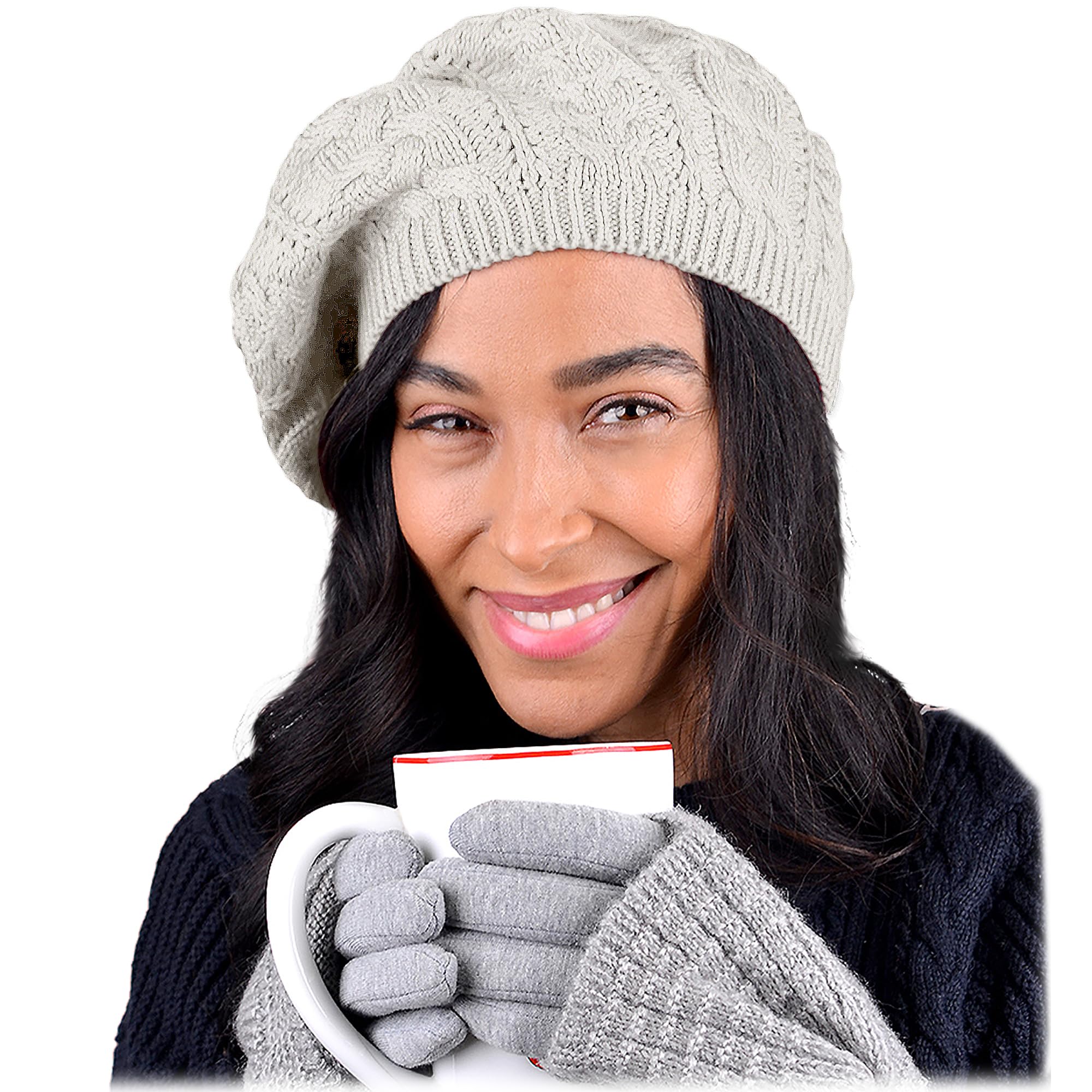 Soft Lightweight Crochet Beret for Women Solid Color Beret Hat - One Size Slouchy Beanie