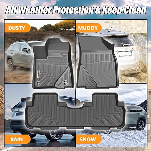 Miniatura 4 de orealtrend Alfombrillas negras de repuesto para Toyota Highlander 5 asientos 2015 2016 2017 2018 2019 resistente para todo tipo de clima, alfombra