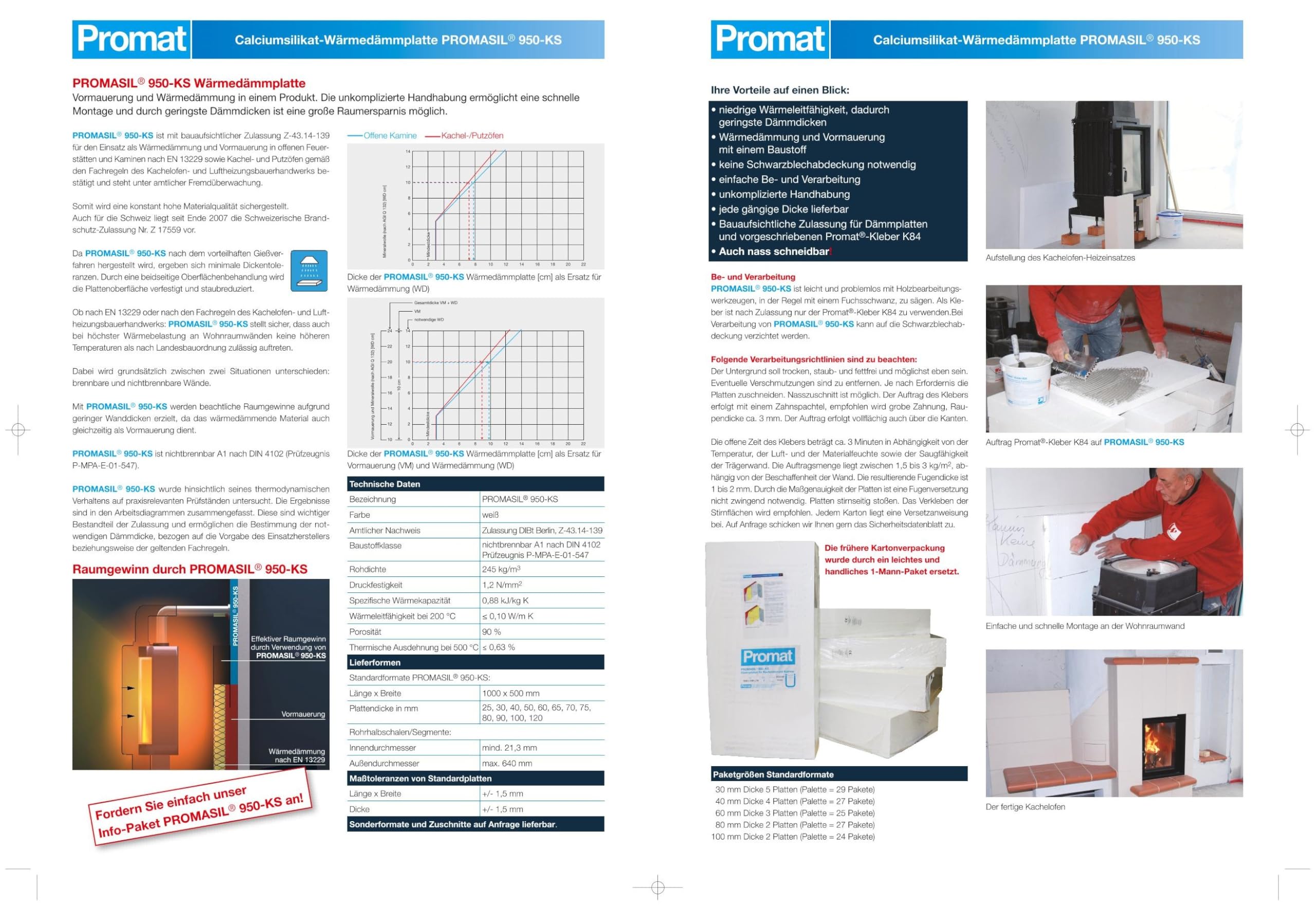 Promat PROMASIL® 950-KS Isolierplatte Wärmedämmplatte Brandschutz A1 DIN 4102 Format 1000 x 500 Stärke von 30 -80 mm (Dämmplatte 1000 x 500 x 30 mm, 2 Stück)