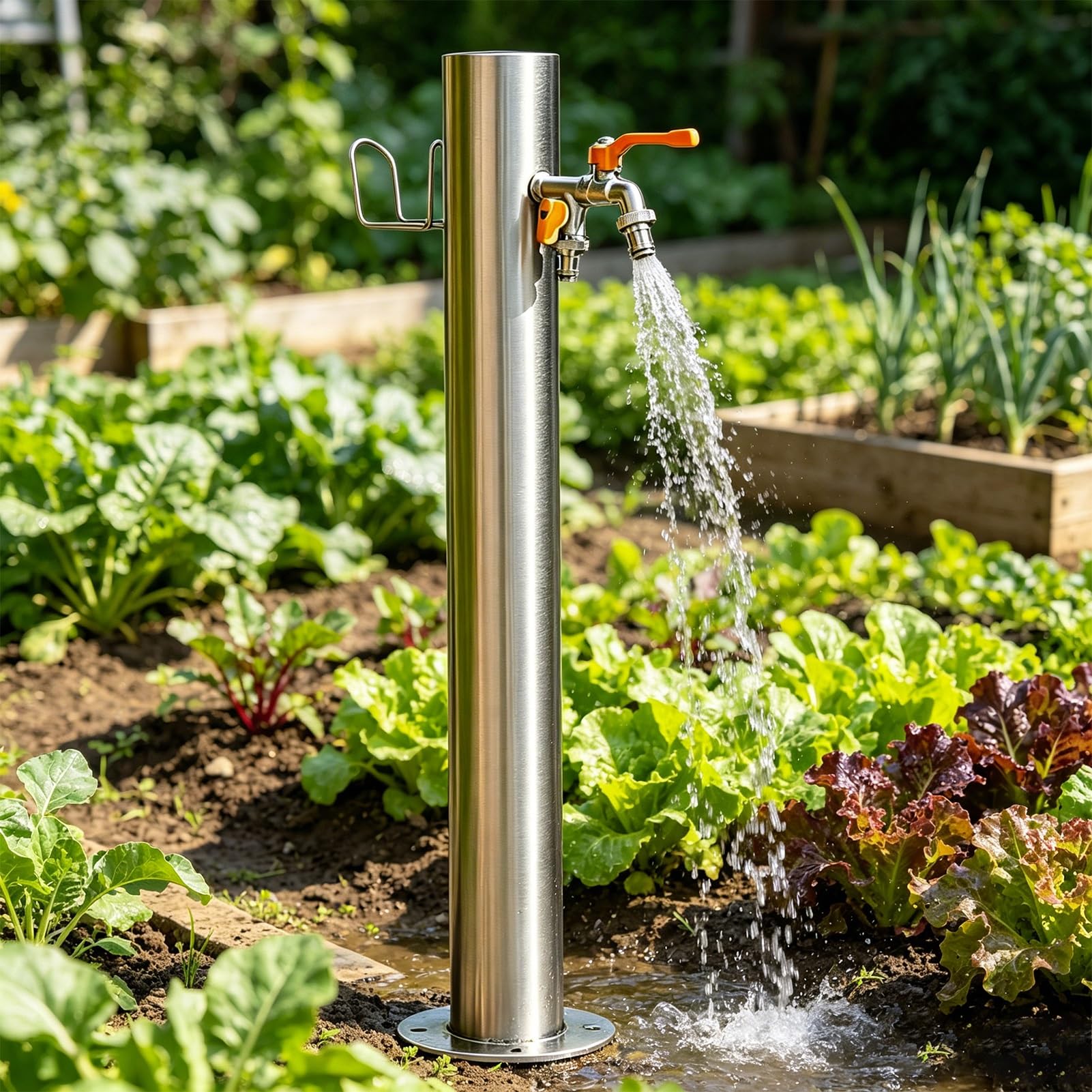 Lonmrrton B Stainless Steel Outdoor Water Faucet Post, Freestanding Garden Water Hydrant Floor Mount Vertical Water Column Tap For Yard, Farm & Lawn Irrigation(,Height: 86Cm/33.9In)