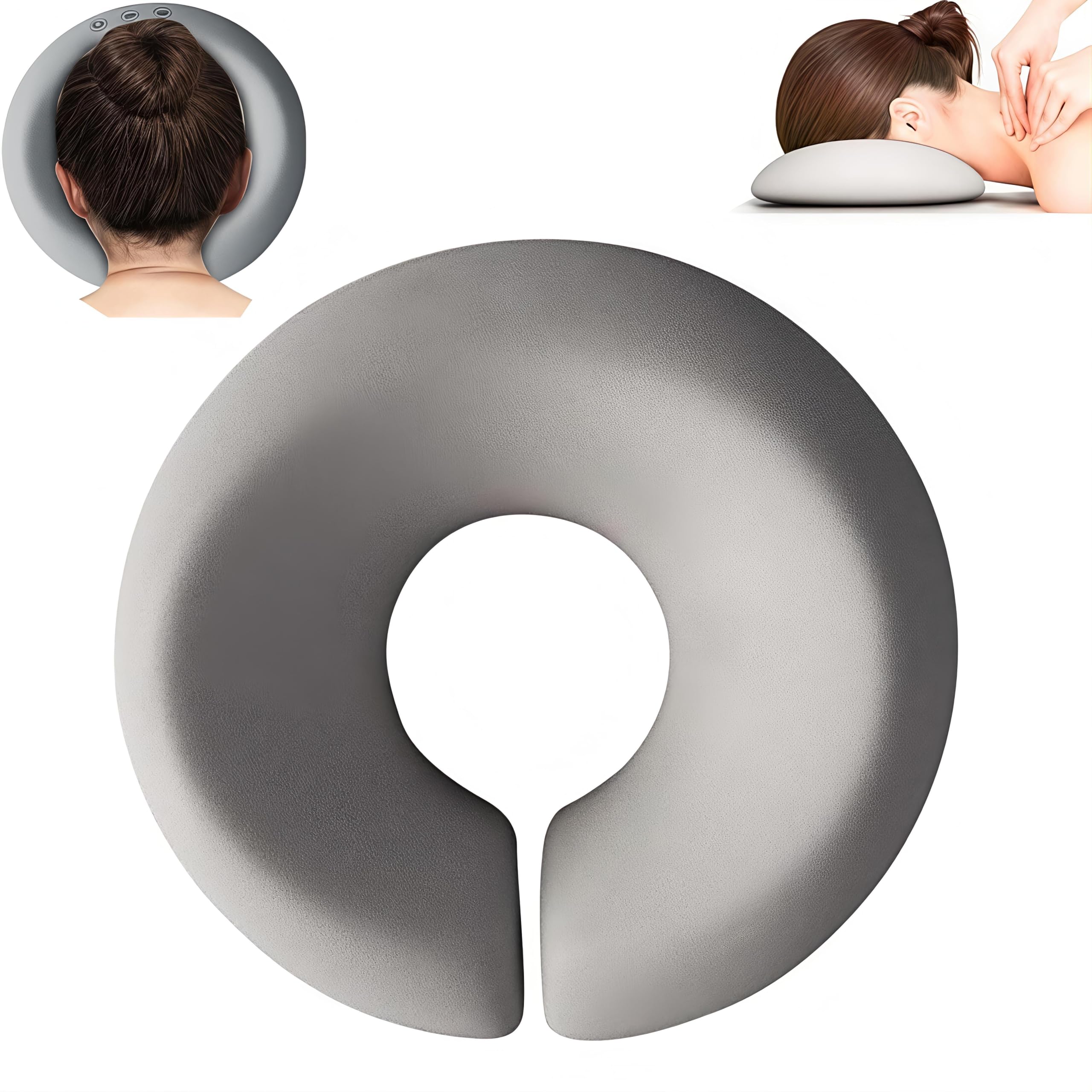 Cojín para Salón de Belleza, Almohada Facial de Masaje, Reposacabezas de Masaje para Cama, U-Forma Cómodo Cojín Boca Abajo Almohada Facial, Suave y Resistente, para Camas y Salones (Gris)
