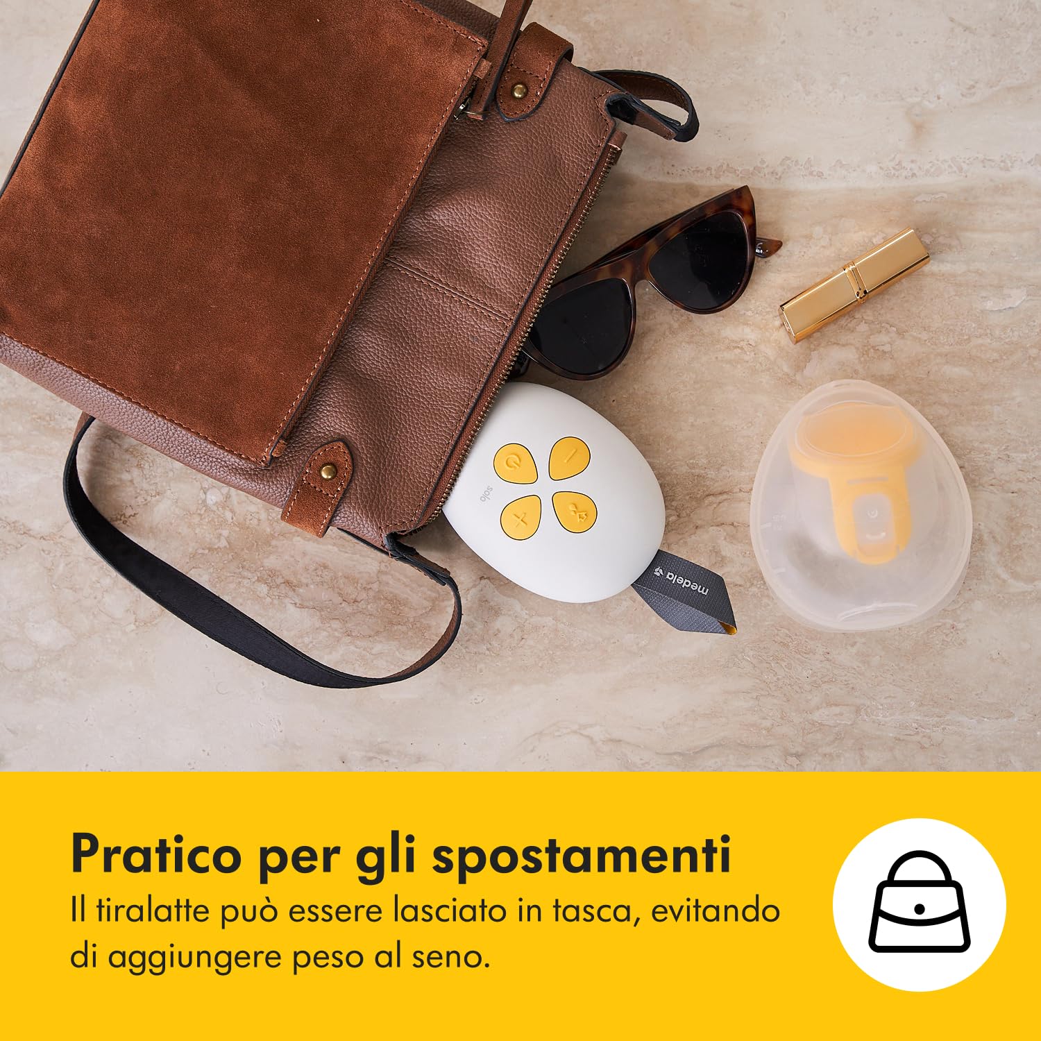 Medela Solo Hands-free Tiralatte Elettrico Singolo, Design Portatile Leggero e Compatto, Compatibile con App Medela Family