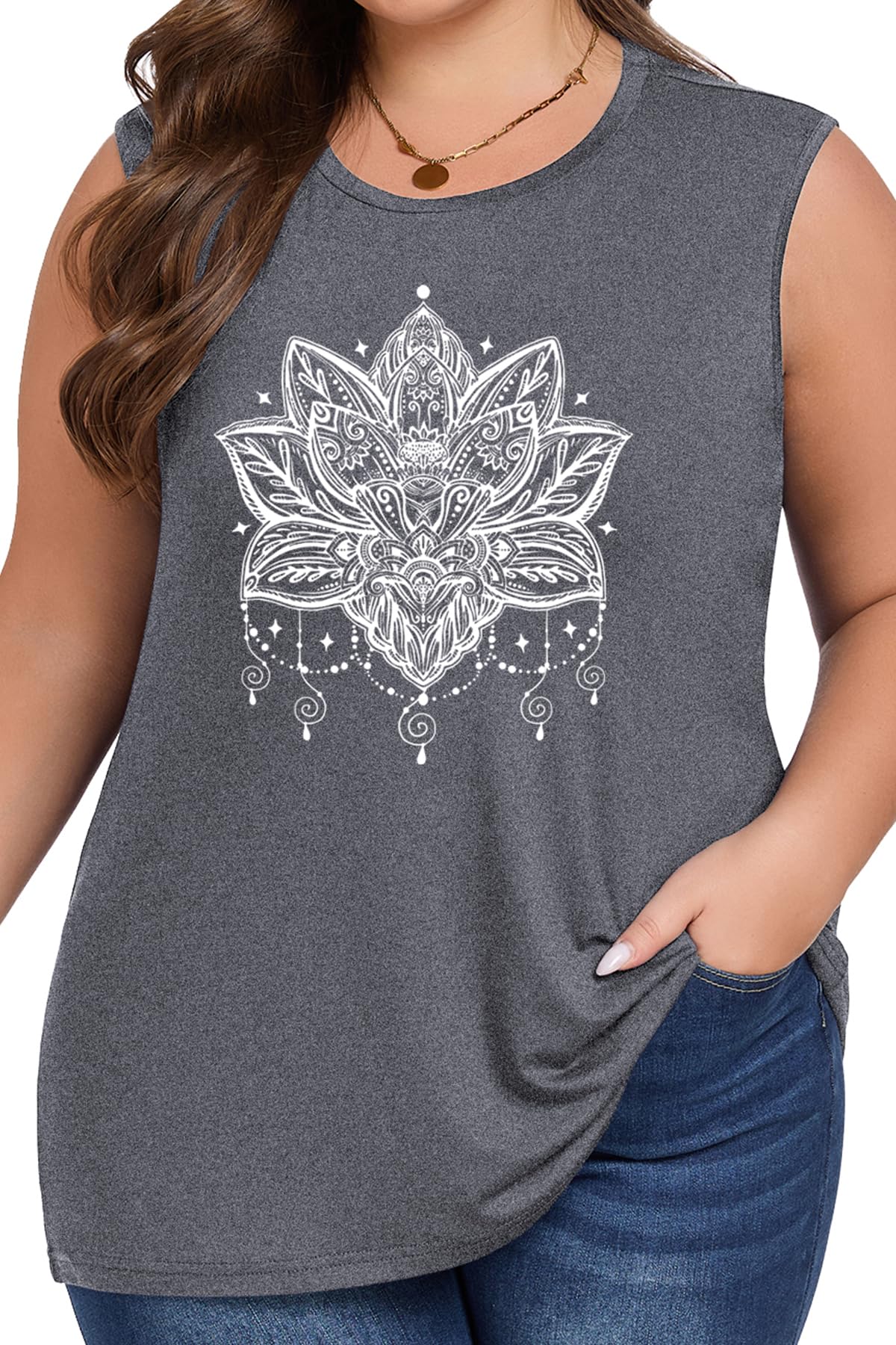 ForHailey Plus Size Tops for Women Sleeveless Summer Tank Top Loose Fit Casual Tunics Shirts 1XL - 5XL