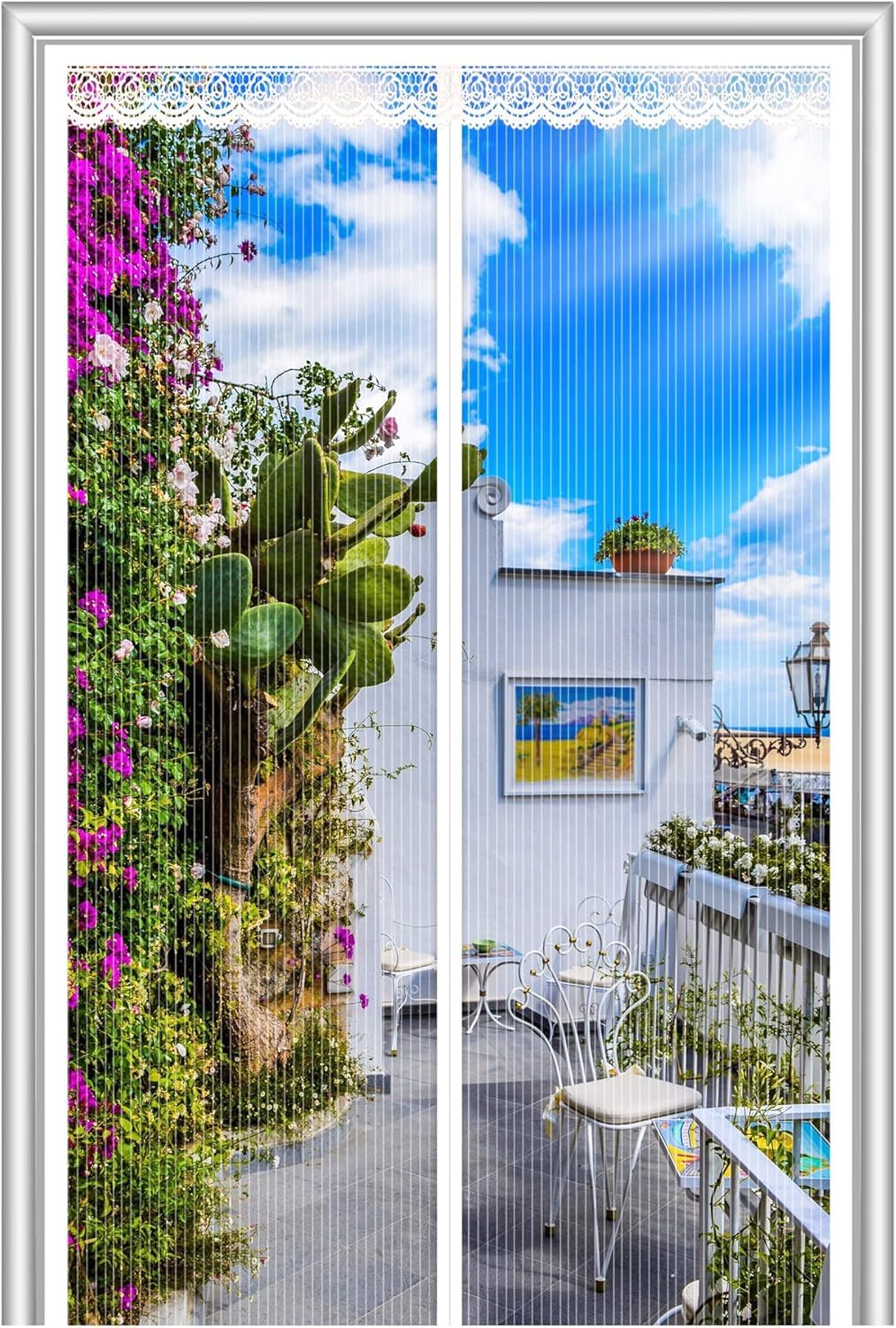 Magnetic Screen Door, KASTWAVE Curtain Automatic Closing Fly Insect Bug Screen Net Mesh, Self Sealing, Heavy Duty, Hands Free Partition Keeps Bugs Out, Heavy Duty Curtain (100x210 cm, White)