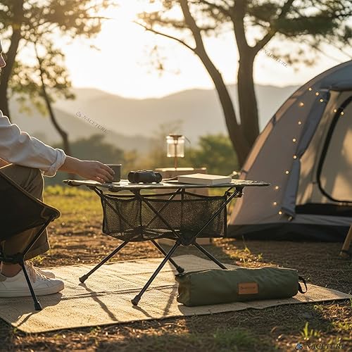 Miniatura 7 de NACETURE Mesa de camping ultraligera  Mesa de camping plegable con malla de almacenamiento para equipo de campamento, senderismo y montañismo (verde)