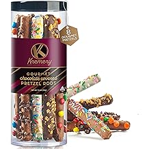KREMERY Creamy Chocolate Cravings - Mothers Day Treats, Chocolate Covered Pretzel Rods Gift Basket with Candied Toppings (8 Pretzels) Sweet Treats in Clear Tube Kosher