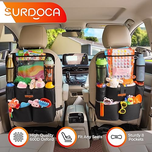 Miniatura 4 de SURDOCA Organizadores y almacenamiento de automóvil, organizador de asiento de automóvil mejorado con soporte para tableta de pantalla táctil de 11