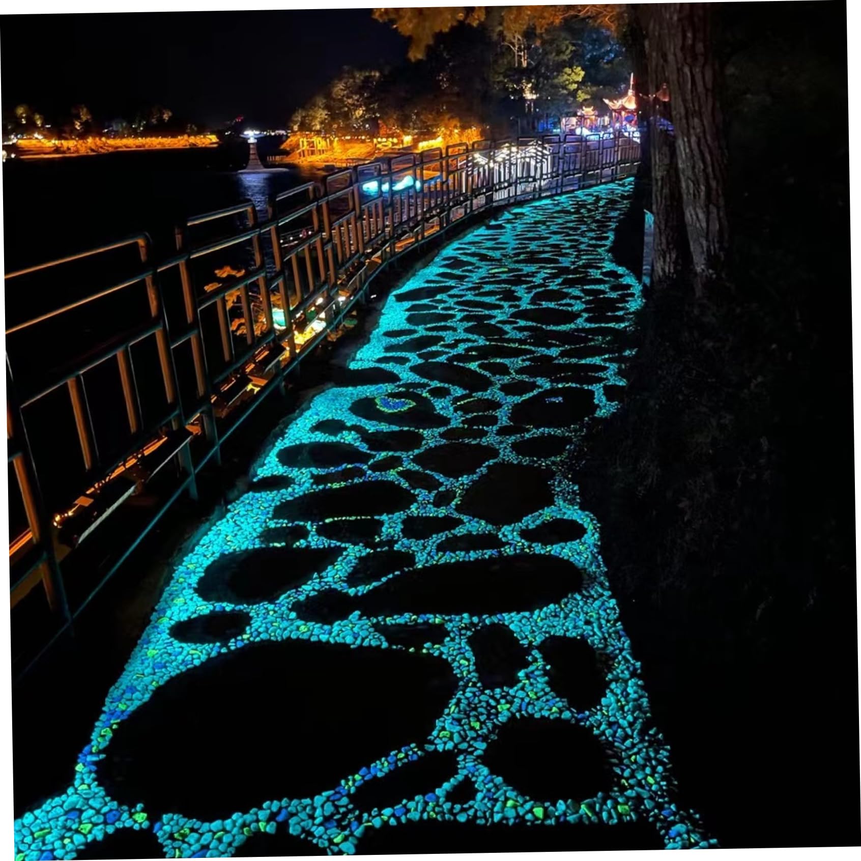 Lot de 1000 Pierres phosphorescentes en résine phosphorescentes pour l'extérieur, réutilisables dans Les Galets pour l'aménagement paysager, Jardin, allée, Cour, Aquarium, bonsaï