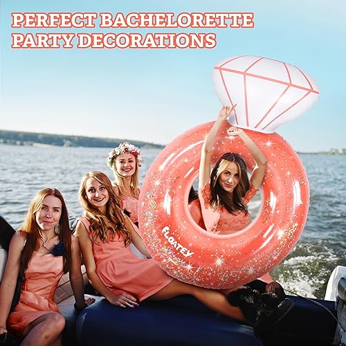 Miniatura 5 de Decoraciones para despedida de soltera  Anillo de diamante extra grande para piscina  Brillante purpurina en el interior  Flotadores de piscina para
