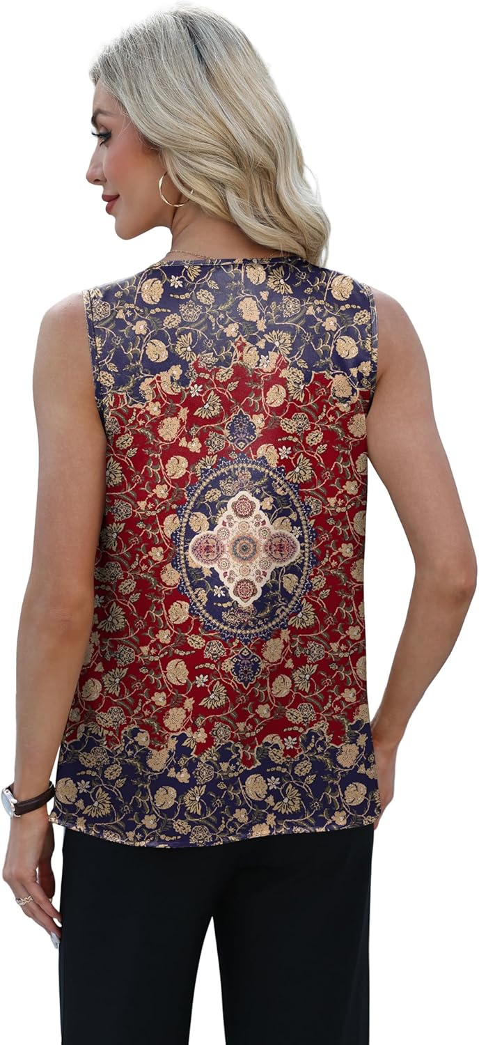 OFEEFAN Womens Tank Tops V Neck Silk Satin Camisole Pleated Sleeveless Blouses Dressy Casual Business Summer Basic Tank Shirt - Image 5