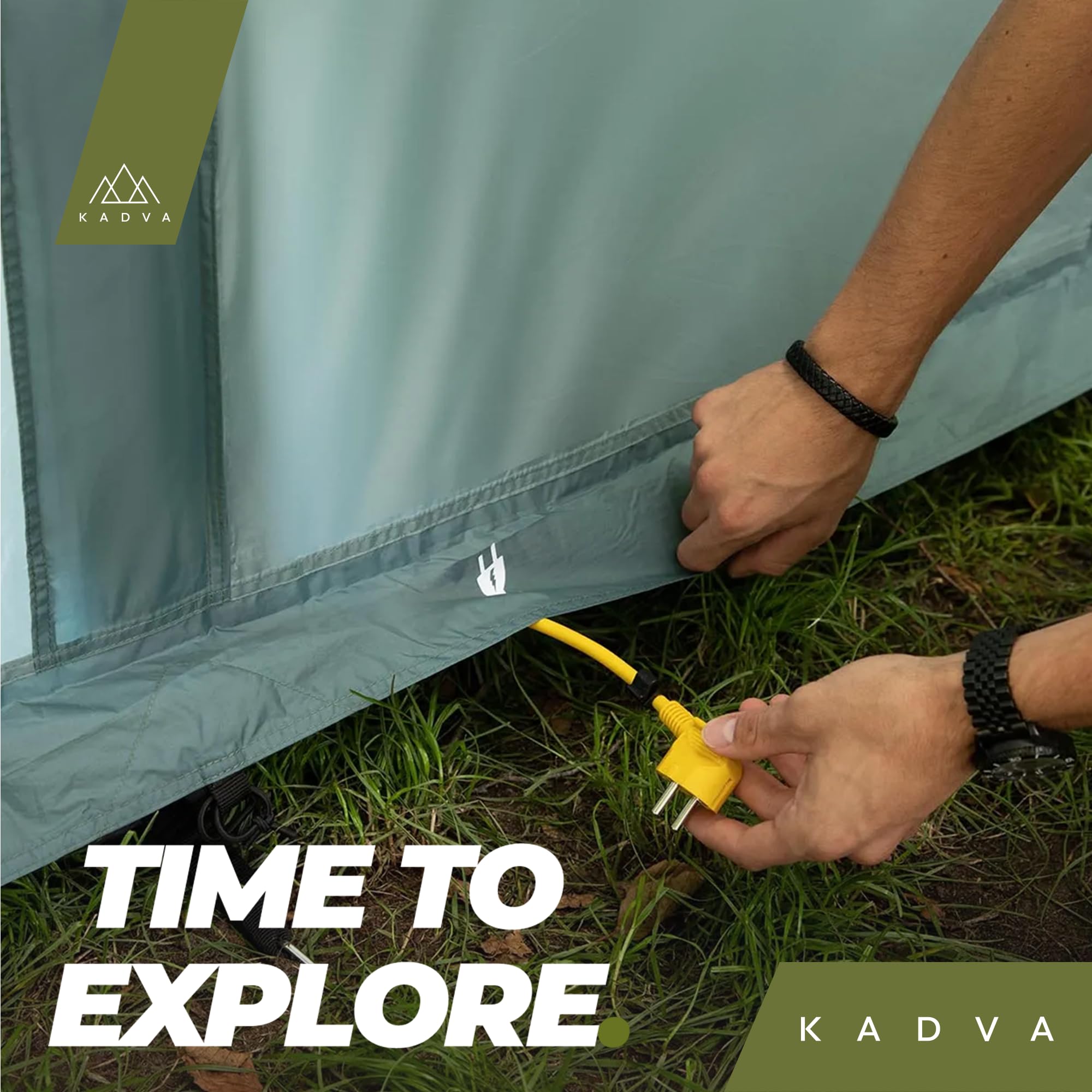 KADVA Namiot kempingowy Aircamp dla 6,33 osób, z pompką, konstrukcja tunelowa, 590 x 205 x 195 cm, wodoszczelność 3000 mm, przestronny daszek nad wejściem, duża powierzchnia do spania, kolor zielony | Wodoodporny, poliester, wymiary 205 x 230 cm, waga 17