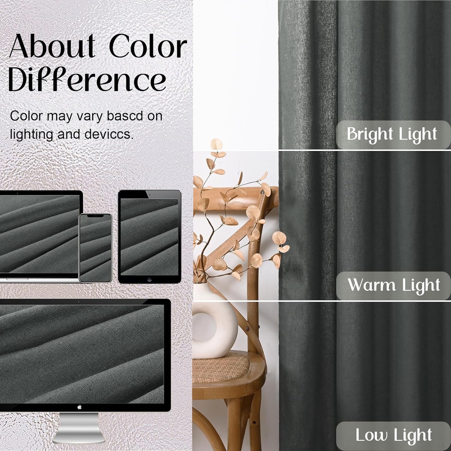 FRAMICS Linen Curtains for Living Room Farmhouse Curtains for Bedroom Grey Window Curtain Boho Crochet Drapes 84 Inch Length 2 Panels Set Light Filtering Rod Pocket Window Treatment