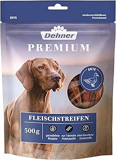 Dehner Premium Dog Treat, Grain-Free / Low Fat, Chew Snack for Adult Dogs, Duck Breast Fillet in Strips, 500 g product image