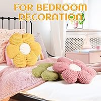 Vista 6 de Coume 6 almohadas de suelo de flores, 16 pulgadas, con diseño de margaritas, bonitos cojines decorativos de asiento para dormitorio, hogar, sofá