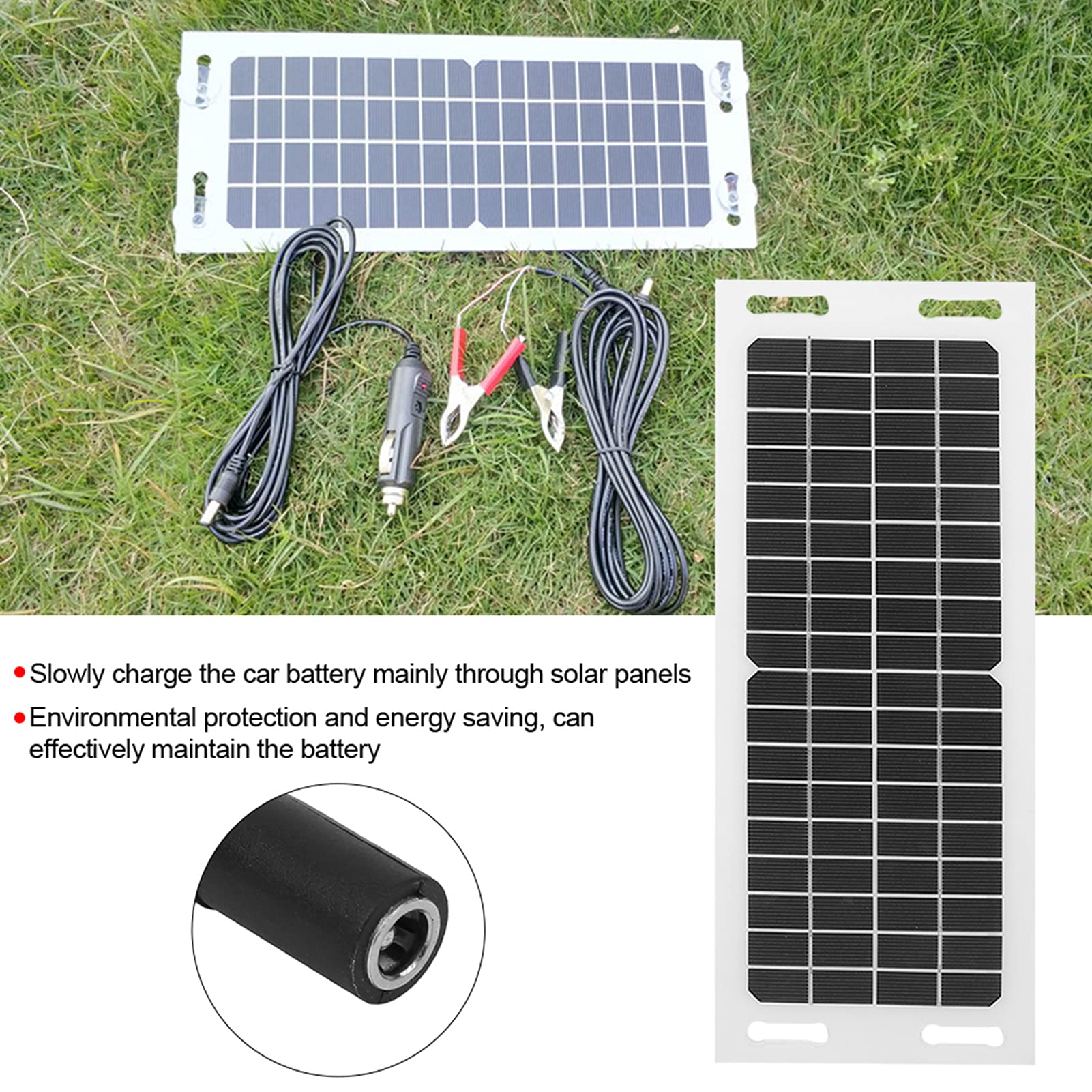 Chargeur Solaire de Voiture en Silicium Monocristallin Flexible 5W pour L'entretien de la Batterie au Plomb 12V - Kit de Panneau Solaire 13 X 5,1 X 1 Pouces pour Automobile Moto