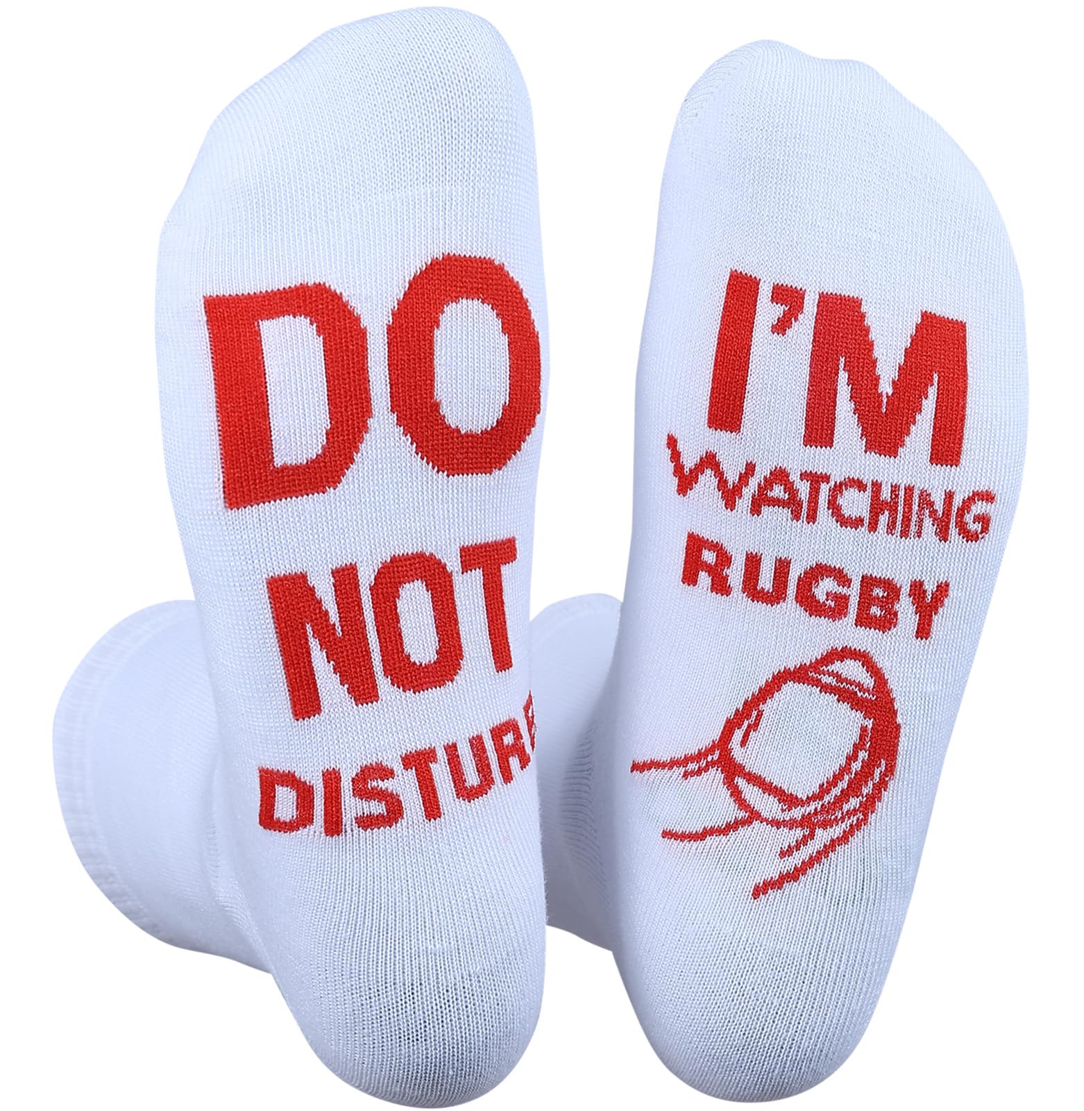 Do Not Disturb I'm Watching Rugby' Socks Novelty Funny Socks for Men Women Rugby Lovers Gifts, Cotton Mid Calf Sock Size 9-12
