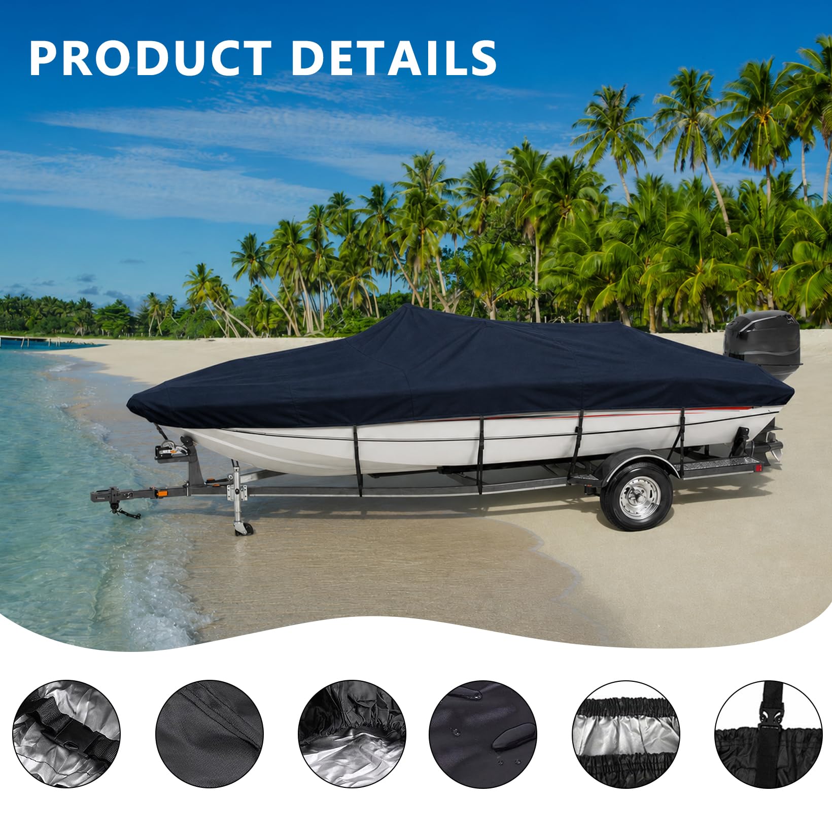 Abdeckplanen für Boote, Bootsplane Wasserdicht, Gewebe Bootsabdeckung | Persenning 600D Oxford, Bootsplane Mit Gummizug, Bootspersenning Schutz Cover, V-Rumpf Boat Cover Universelle (schwarze）