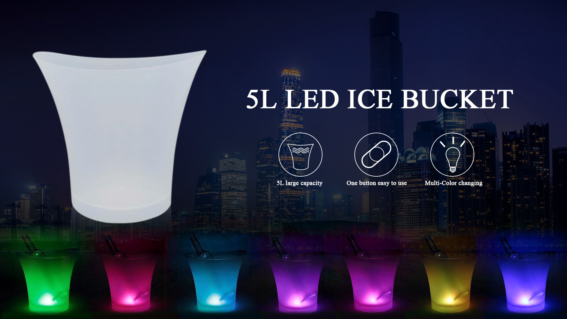 Containers Led Liquid Watch LED Ice Bucket Wine Drink Containers with Colors Changing on ...