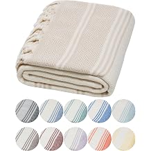 DEMMEX Organic Turkish Cotton Ultra Soft Bath Towel - Luxury Oversized Peshtemal for Bathroom, Bath Sheet - Lightweight Quick-Drying Beach Towel - Prewashed, Diamond Weave, 71x36, White-Beige